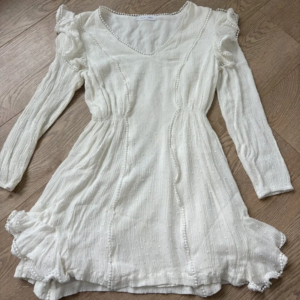 Olivia + James White Longsleeve Mini Dress - Picture 1 of 5